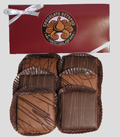 Graham Crackers | 6 Piece Box - Fresh graham crackers are double dipped in pure milk or dark chocolate.  Six grahams are packed in a gift box with a decorative cord.  Brings back old memories with a new exciting taste.